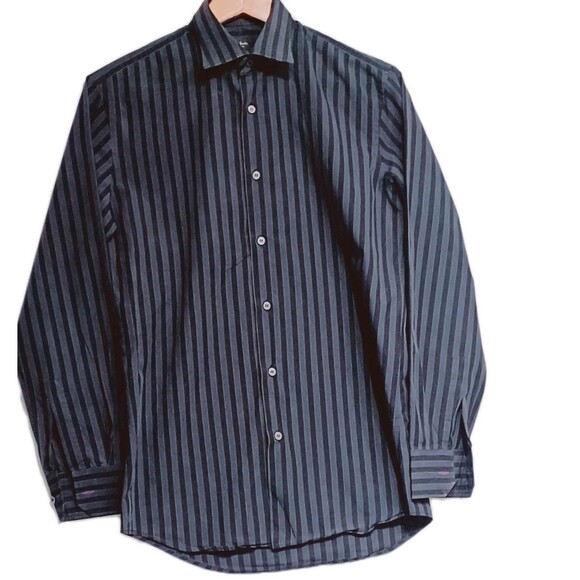 Paul Smith Men's Black And Gray Striped Button-up shirt - Picture 1 of 8